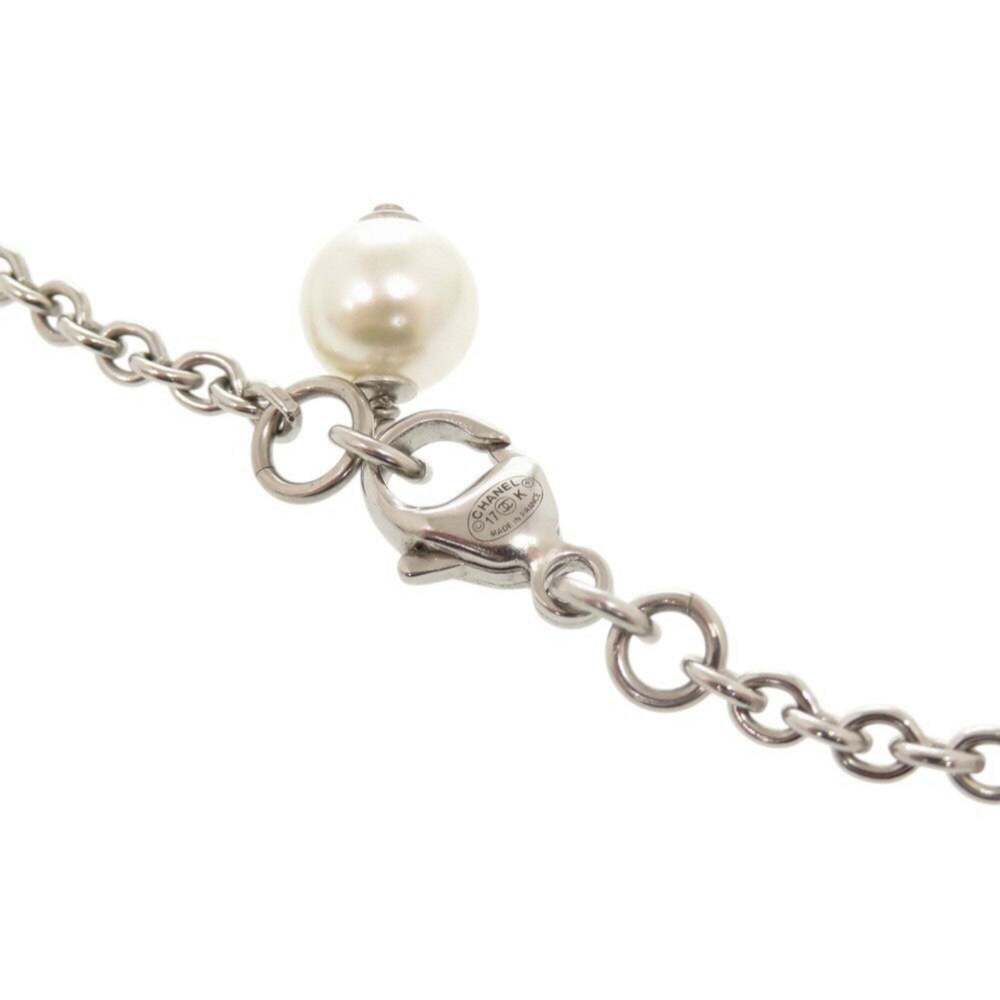 CHANEL Authentic Silver Pearl Logo Necklace - Picture 5 of 6